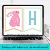 Printable Easter Bunny Pastel Banner - Instant Download